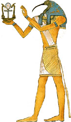 Image of Thoth offering life and dominion to the Pharaoh